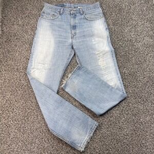 Vintage Levi's 505 Men's 33x33 Jeans Regular Fit Straight Light Wash Distressed